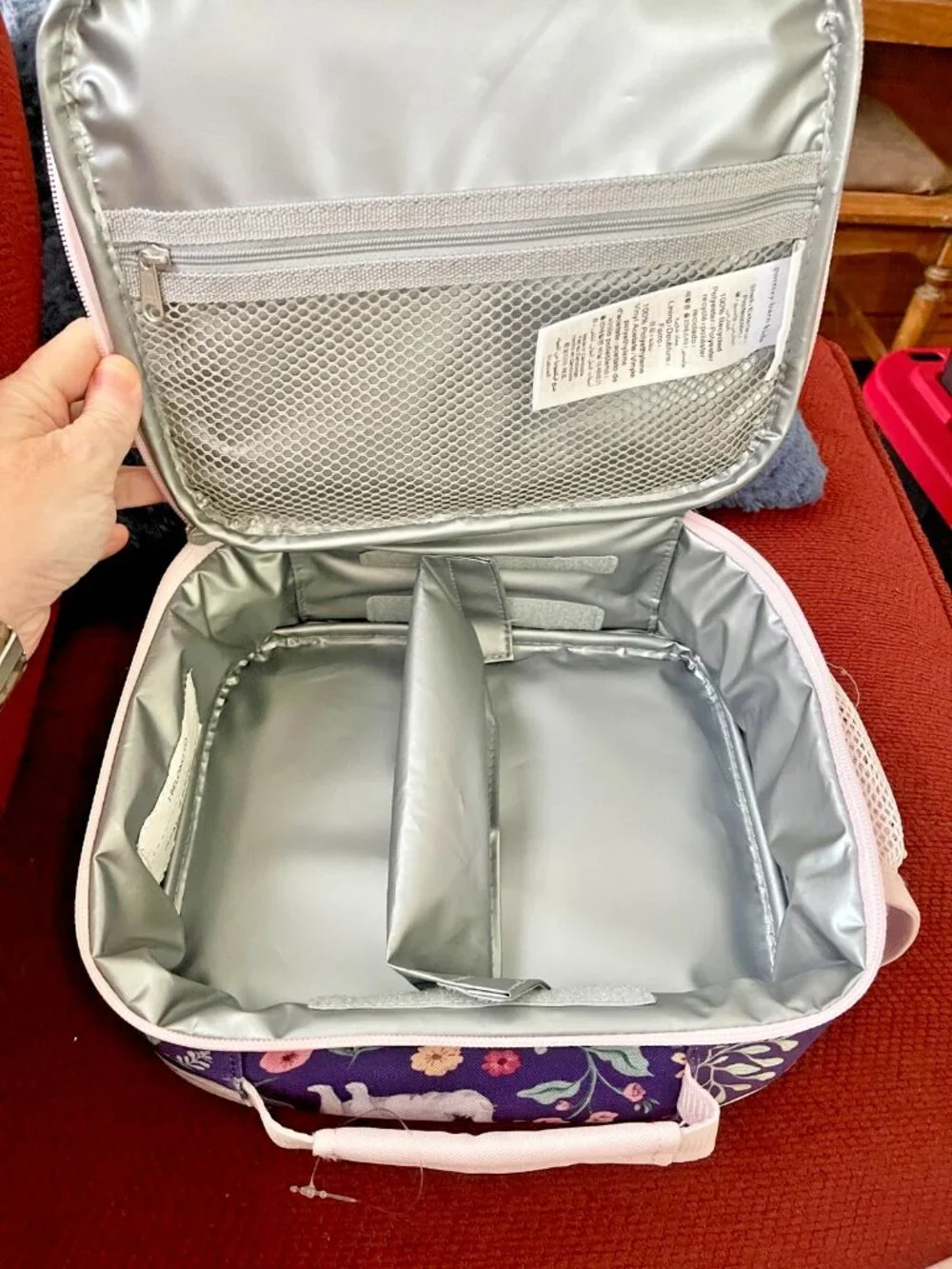 Pottery Barn Kids Cold Pack Lunch Box Kitty Floral Purple Pink Cats NWOT